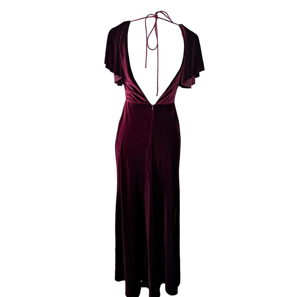 Jenny Yoo Ellis Velvet Open Back Dress Burgundy Size 2 Bridesmaid Gown Formal - Picture 11 of 13
